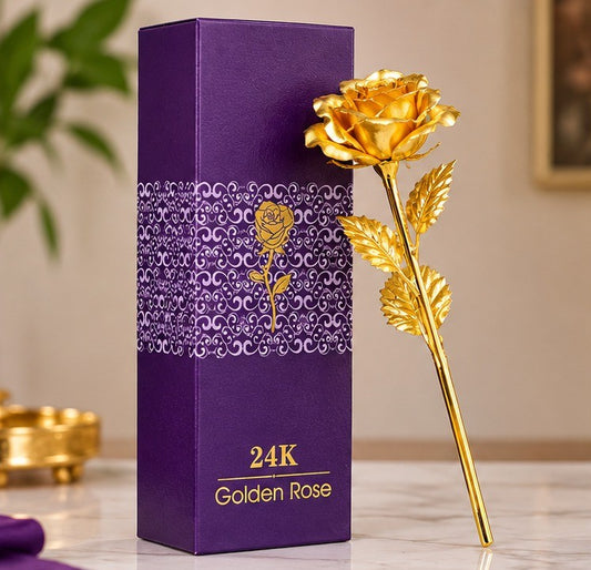 Artificial 24K Gold Plated Rose Flower with Love Stand in Gift Box