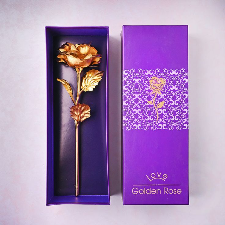 Artificial 24K Gold Plated Rose Flower with Love Stand in Gift Box